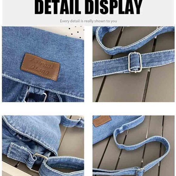 Fashion denim handbag shoulder bag large capacity retro Messenger bag bag for me - Picture 5 of 7